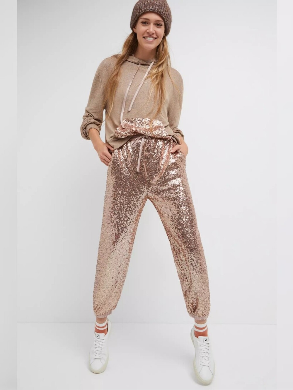 Anthropologie Saturday Sunday Marietta Sequined Joggers Women's Size XL
